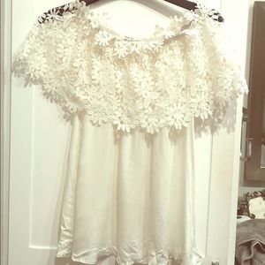White lace off-shoulder top
